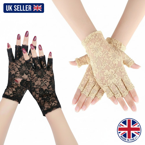 Lace gloves fingerless - lace,