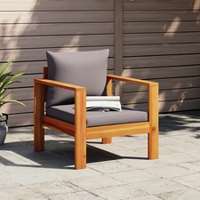 WALPLUS Garden Chair Solid Acacia Wood with Comfortable Cushions Seat
