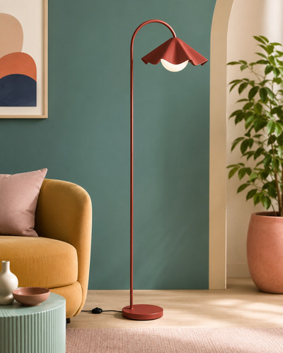 Red arc floor lamp pleated - arc,