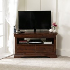 French Hardwood Mahogany Stained Corner TV Unit - Up to 50" TV  - Cabinet - HW17