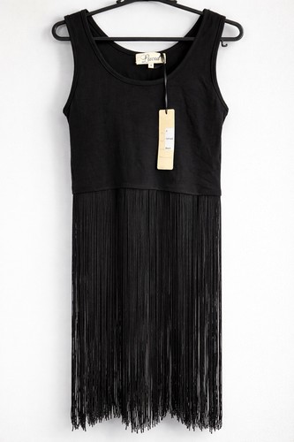 Womens black fringe - black, festival