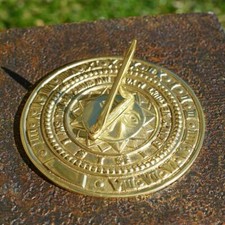 Solid Polished Brass Sun Face 120mm Diameter Garden Sundial