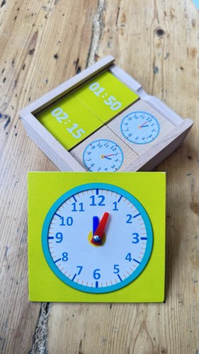 Wooden time teaching clock and - wooden,