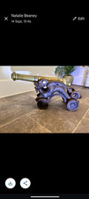 Victorian chinese  brass cannon on cast iron dragons 