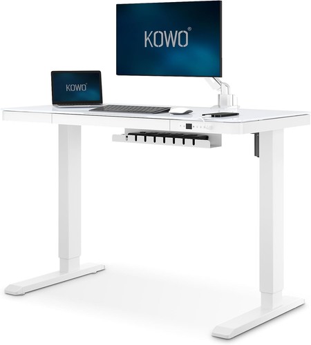 Glass electric standing desk - standing,