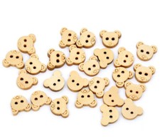 Teddy Bear Head Wooden Buttons