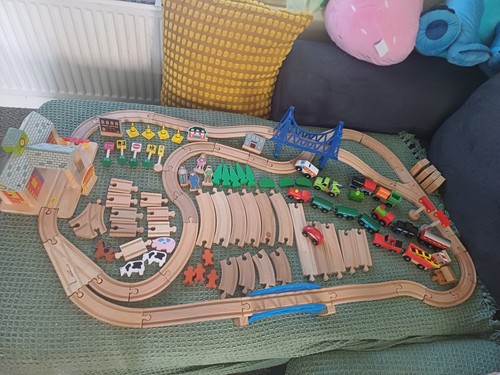 Wooden train set with - set,