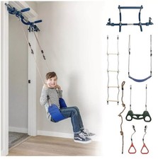 Indoor Doorway Kids Climbing Frame Gym Set – 6-in-1 Swing, Ladder, Rope, Pull-Up