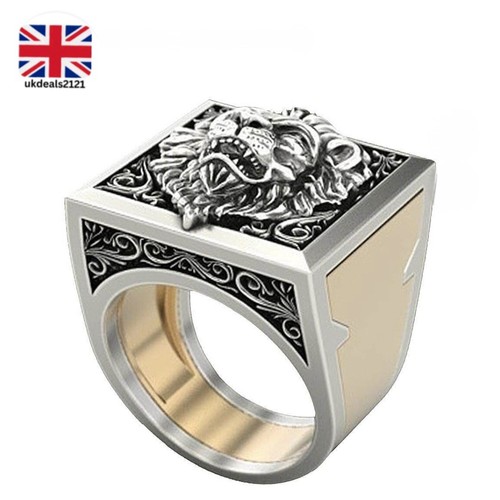 Mens signet ring lion - mens,