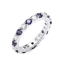 Sterling Silver 925 Simulated Tanzanite & CZ Full Eternity Band Ring size K to S