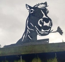 HORSE Fence Topper Garden Metal Art Ornament Exterior Yard Gate Sculpture