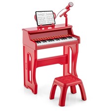 Electronic Musical Instrument 37 Keys Kids Piano Keyboard w/Stool & Microphone
