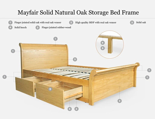 Super king size oak sleigh - oak,