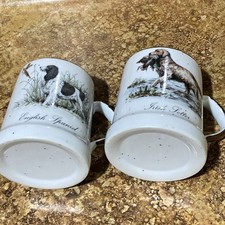 Pair Stoneware Hunting Dogs English spaniel & Irish Setter Coffee Tea Mugs