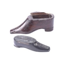 Two nineteenth century treen shoe snuff boxes
