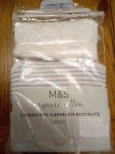 M&S Premature Sleeveless Baby Bodysuits, Brand New, Size 3lb / 1.4kg