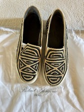 Robert Clergerie Raffia flatform, beige & black