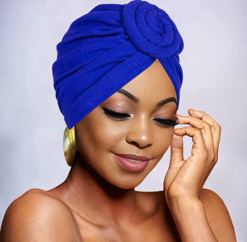 Women blue turban headwrap - turban,