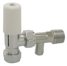 Myson Matchmaster 15mm lockshield angled radiator valve with drain off. MR15LACD