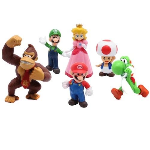 6pcs super mario bros - super, pvc