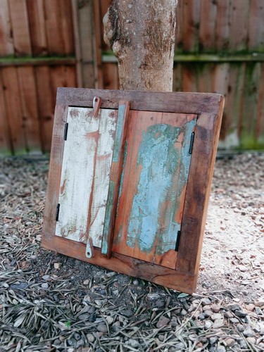Framed indian shutter mirror - shutter,