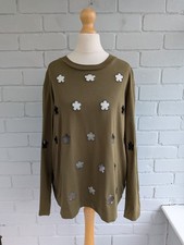 Simone Rocha khaki green flower cut out long sleeve top size large UK size 12