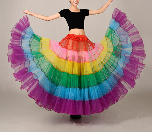 Long tutu rainbow skirt - long,