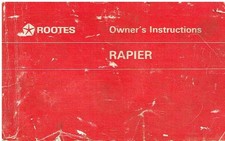 SUNBEAM RAPIER FASTBACK ORIG. 1968 OWNERS INSTRUCTION HANDBOOK & SERVICE RECORD