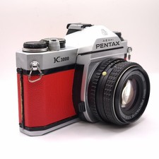 Pentax K1000 SLR Film Camera 50mm 1.7 Lens Custom Red Leather WORKING 
