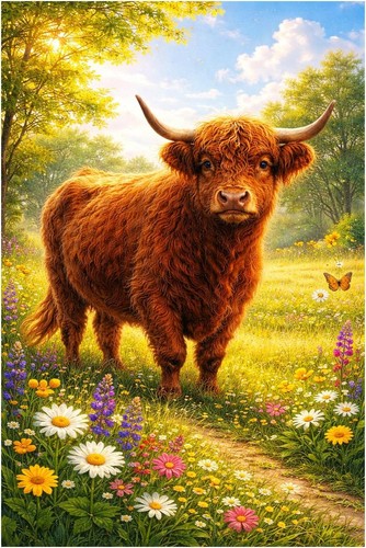 Highland cow diamond - cow,
