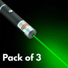 3x Class 1M Green Laser Pointer Pen 1mW – Bright Beam Cat Dog Toy & Presentation