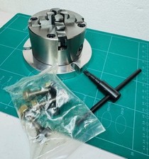 80mm 4 Jaw Self Centering Chuck ON A BACKPLATE FOR 5" ROTARY TABLE (EX DISPLAY)