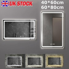 Illuminated Bathroom Mirror With LED light Clock Touch Sensor Demister