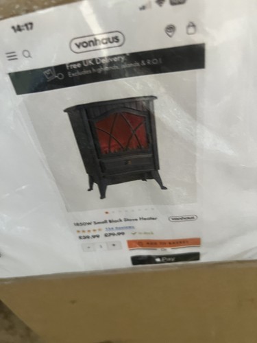 Vonhaus electric stove heater - electric,