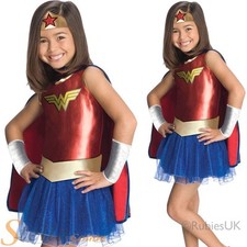 Girls Wonder Woman Costume Superhero Tutu Fancy Dress Kids Child Outfit