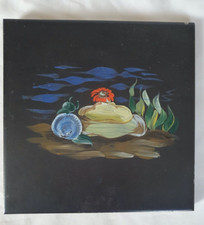 STRIKING RETRO HAND PAINTED SEA THEMED DESIGN 6 INCH TILE 1970S