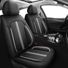 Luxury Black Grey PU Leather Front Car Seat Covers RENAULT CLIO KADJAR