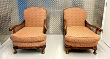 2 original Early 20thC French Art Deco walnut  Cane Bergere Armchairs