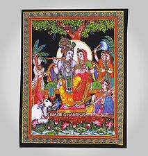 HANDMADE HINDU LORD KRISHNA RADHA ETHNIC INDIAN WALL ART DECOR HANGING TAPESTRY