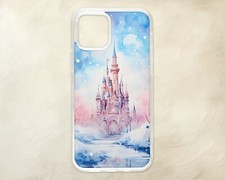 Pink Princess Castle Winter Watercolour Phone Case iPhone Samsung Motorola Pixel