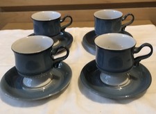 Denby Castile Blue Coffee Tea Cup & Saucer X 4