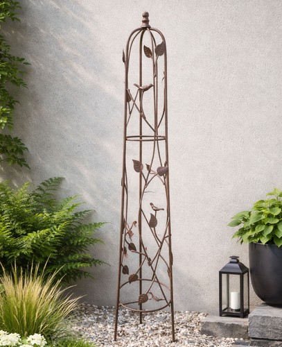 Metal garden obelisk - garden,