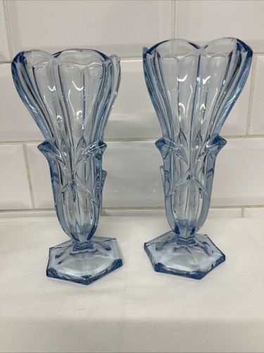 Art deco blue glass vases - deco, x