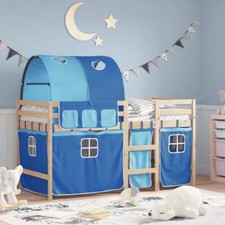 Kids' Loft Bed with Tunnel Blue 90x200 cm Solid Wood Pine vidaXL