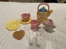 LITTLE TIKES TENDER HEART TEA POT CUPS SAUCERS SPOONS Food Pretend Play Kitchen
