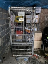 Heavy Duty Warehouse 4 sided Roll Cage / Trolley Cage With Door & Shelf