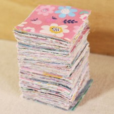 300 Mini Charm Squares Floral Fabric Cotton Sewing Craft Material Scraps DIY