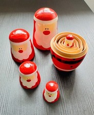 Vintage 1950s Russian Matryoshka Nesting Dolls Handpainted Wooden USSR 5 Santa