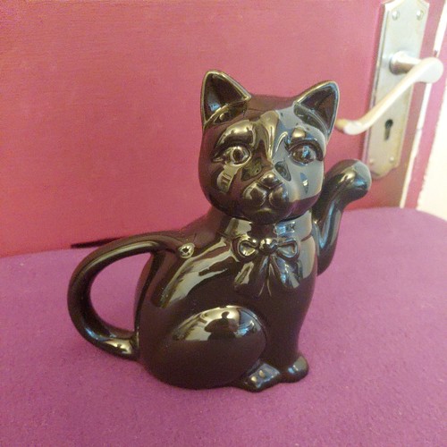 Vintage black cat teapot - teapot,