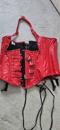 Red real leather - red,